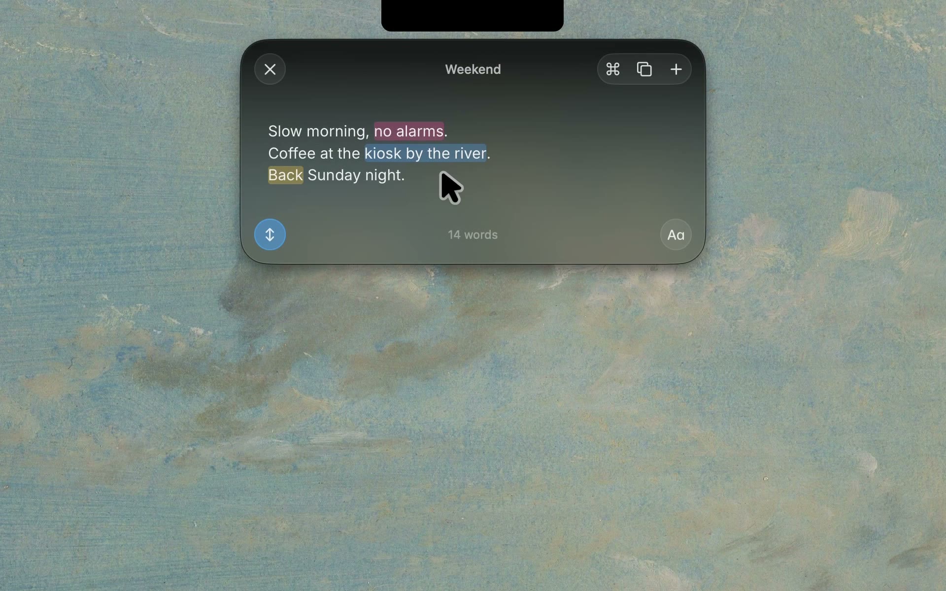 Notes growing out of the notch at the top of the screen.